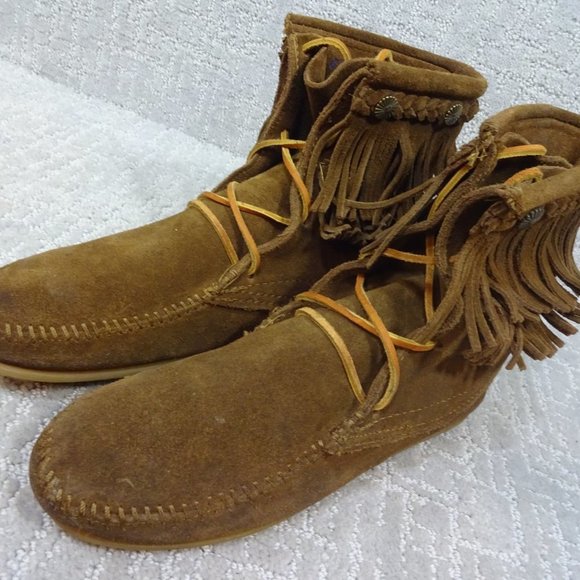 Minnetonka Tramper Womens Size 8 US Brown Suede Double Fringe Boots #623 - Picture 10 of 10